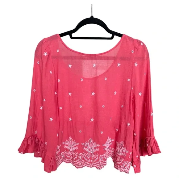 American Eagle Outfitters Boho Coral color Embroidery/ fringe detail sz Medium - Picture 4 of 5